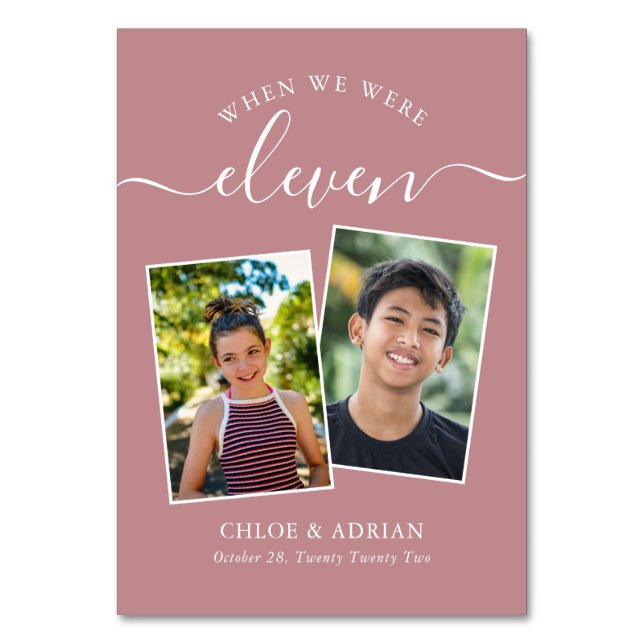 Über die Jahre paare Foto Hochzeit modern Tischnummer (Vorderseite)