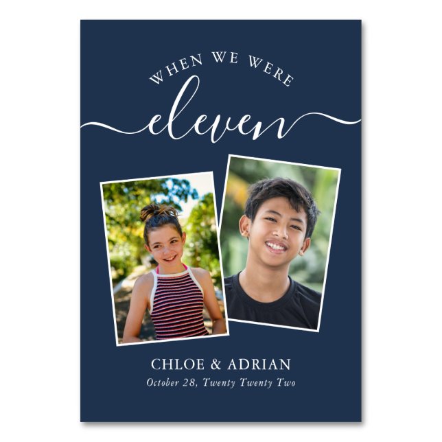 Über die Jahre paare Foto Hochzeit modern Tischnummer (Vorderseite)