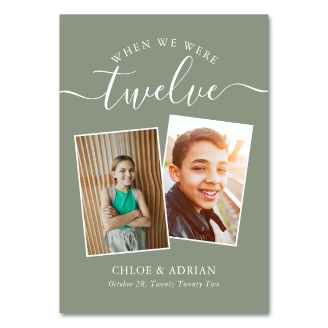 Über die Jahre paare Foto Hochzeit modern Tischnummer (Vorderseite)