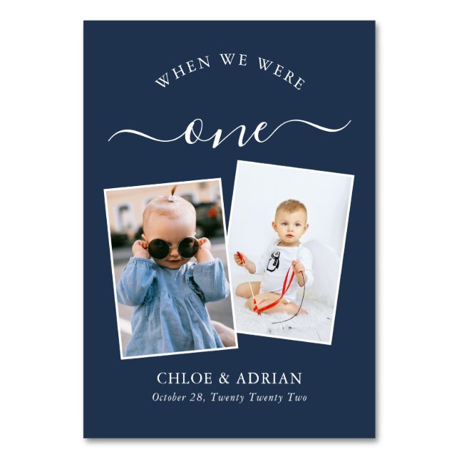 Über die Jahre paare Foto Hochzeit modern Tischnummer (Vorderseite)