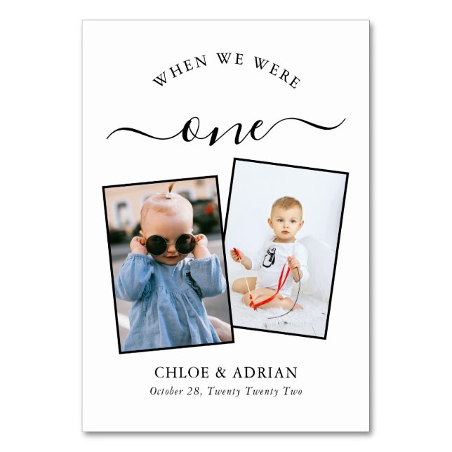 Über die Jahre paare Foto Hochzeit modern Tischnummer (Vorderseite)