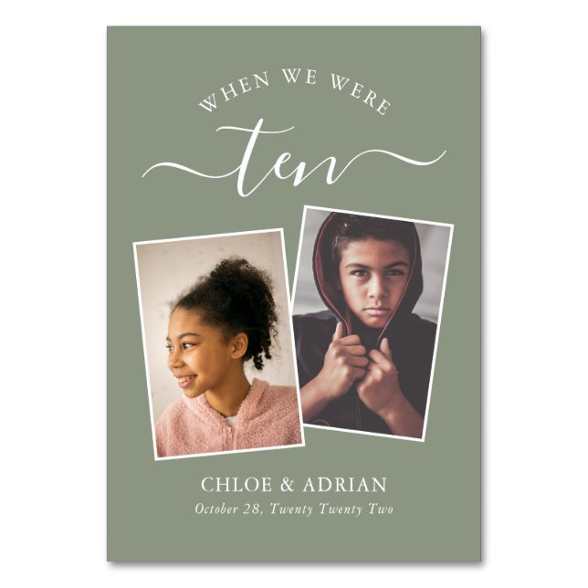 Über die Jahre paare Foto Hochzeit modern Tischnummer (Vorderseite)