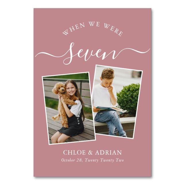 Über die Jahre paare Foto Hochzeit modern Tischnummer (Vorderseite)