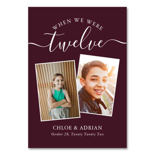 Über die Jahre paare Foto Hochzeit modern Tischnummer (Vorderseite)