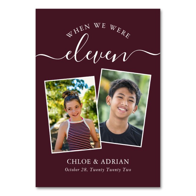 Über die Jahre paare Foto Hochzeit Moderne Tabl Tischnummer (Vorderseite)