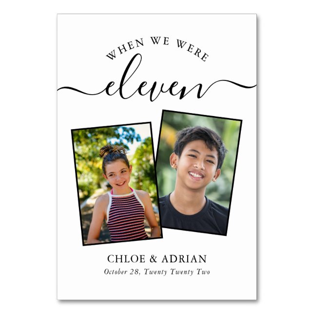 Über die Jahre paare Foto Hochzeit Moderne Tabl Tischnummer (Vorderseite)