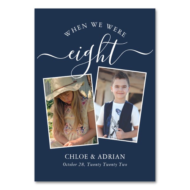 Über die Jahre paare Foto Hochzeit Moderne Tabl Tischnummer (Vorderseite)