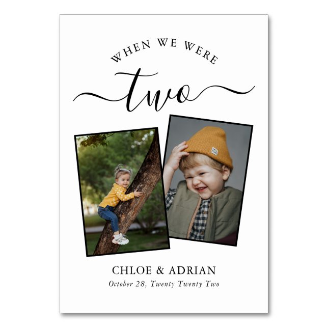 Über die Jahre paare Foto Hochzeit Moderne Tabl Tischnummer (Vorderseite)