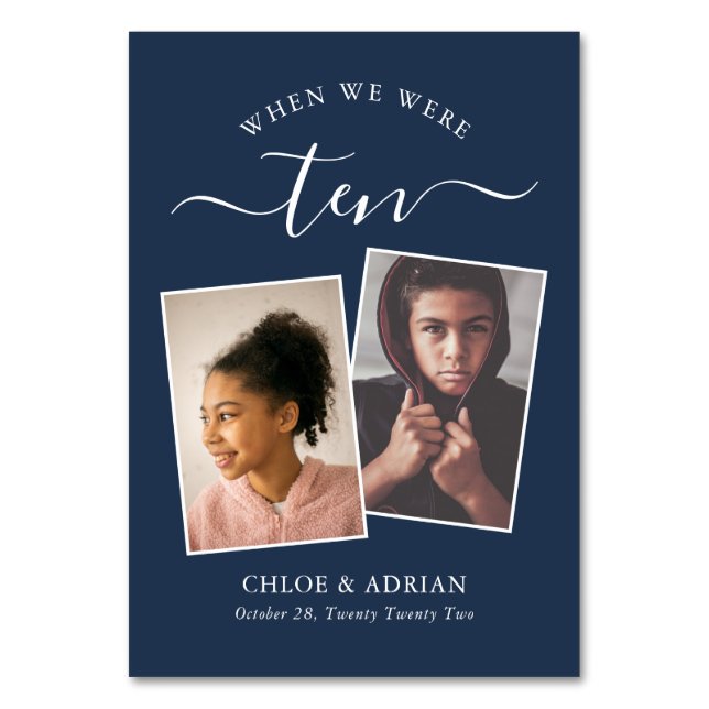 Über die Jahre paare Foto Hochzeit Moderne Tabl Tischnummer (Vorderseite)