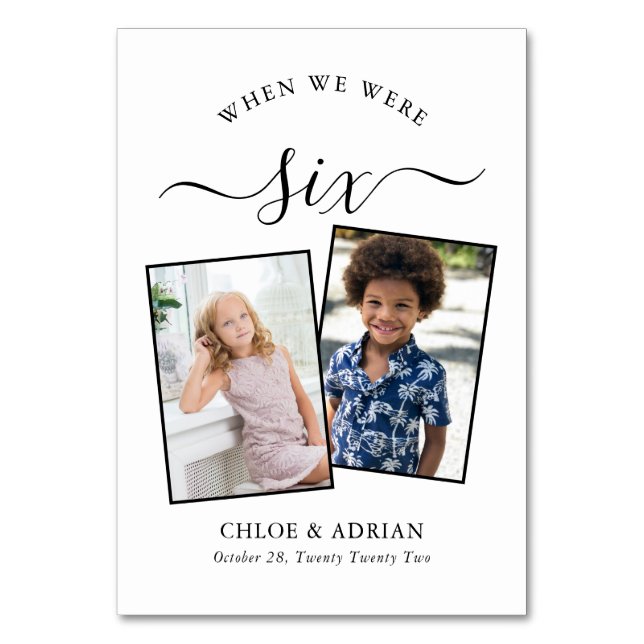 Über die Jahre paare Foto Hochzeit Moderne Tabl Tischnummer (Vorderseite)