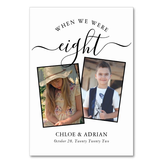 Über die Jahre paare Foto Hochzeit Moderne Tabl Tischnummer (Vorderseite)