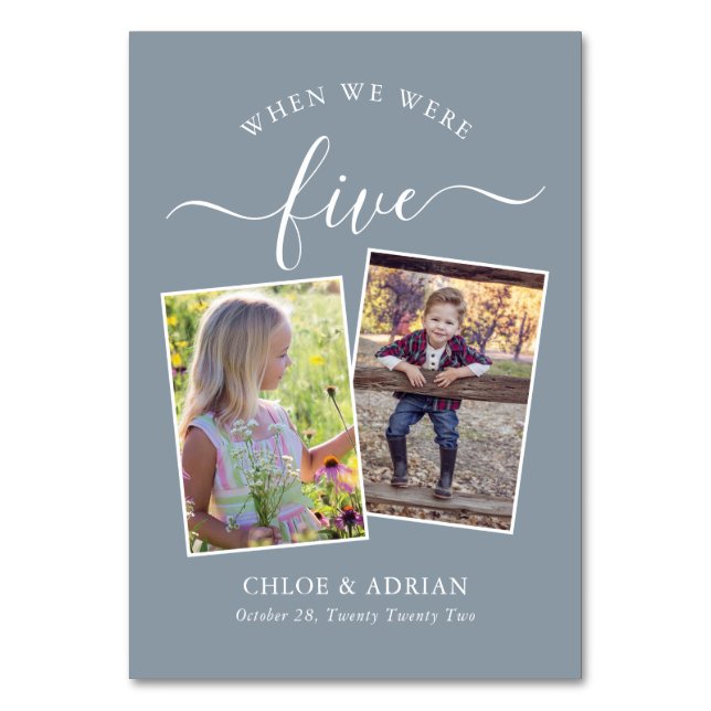 Über die Jahre paare Foto Hochzeit Moderne Tabl Tischnummer (Vorderseite)