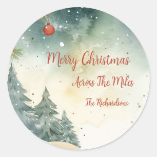 "Über die Meilen" Weihnachts-Sticker Runder Aufkleber