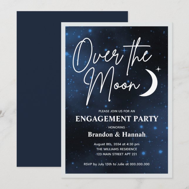 Über die Moon Engagement Party Einladung (Vorne/Hinten)