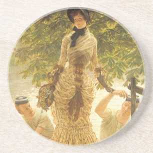 Über die Themse von James Tissot, Vintager Realism Getränkeuntersetzer