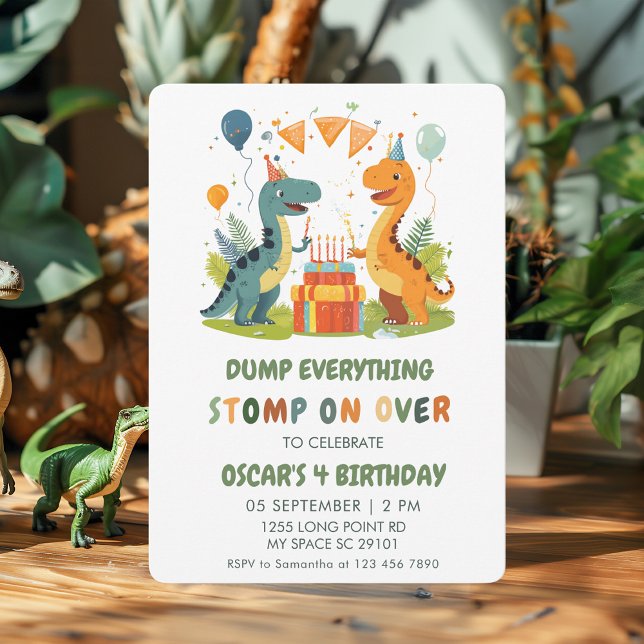 Über Dinosaurier zum Geburtstag springen Einladung (Von Creator hochgeladen)