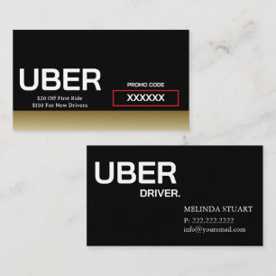 Uber Driver Modern Gold Border Reference Visitenkarte