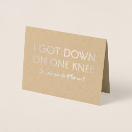 Über ein Knie - Vorschlag für ein "Funny Trauzeuge Folienkarte