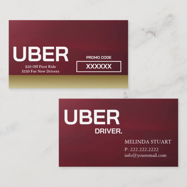 Uber-Fahrer Moderne Goldrand Empfehlung Visitenkarte (Vorne/Hinten)