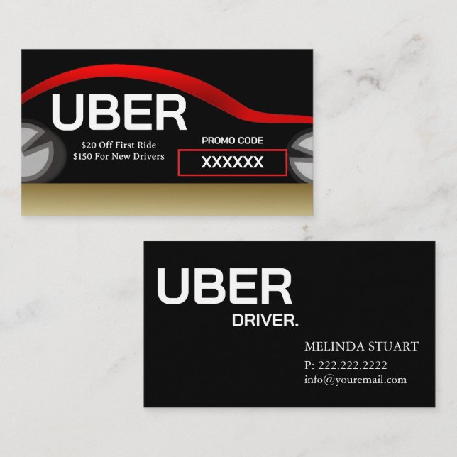 Uber-Fahrer Moderne Goldrand Empfehlung Visitenkarte (Vorne/Hinten)