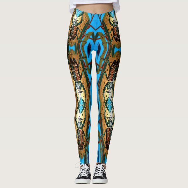 Über lebendiges Skarabäus-Käfer-Design Leggings (Vorderseite)