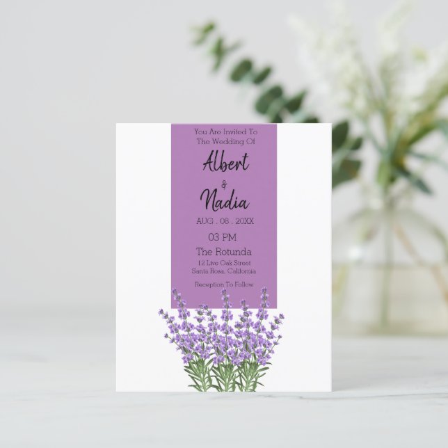 Über Lila Lavender Elegant Hochzeit (Stehend Vorderseite)