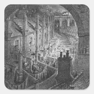 Über London - durch Schiene Quadratischer Aufkleber