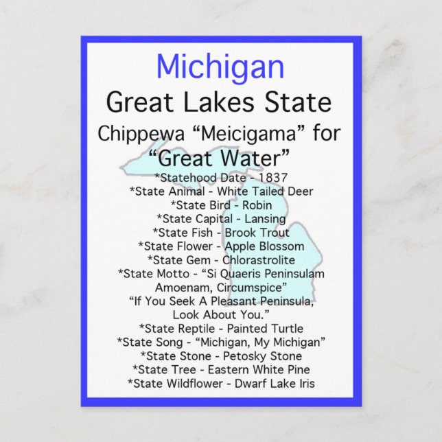 Über Michigan Postkarte (Vorderseite)