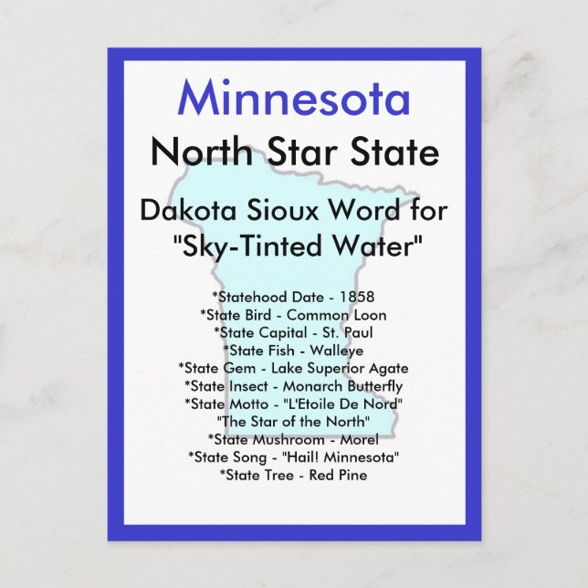 Über Minnesota Postkarte (Vorderseite)