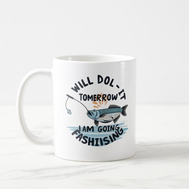 Über morgen: Ein Whimsical Fishing Adventure Kaffeetasse (Links)