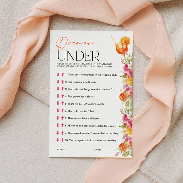 Über oder unter Spritz-Junggesellinnenabschied-Spi (Over or Under? Love at First Spritz | Bright Floral Citrus Bridal Shower)