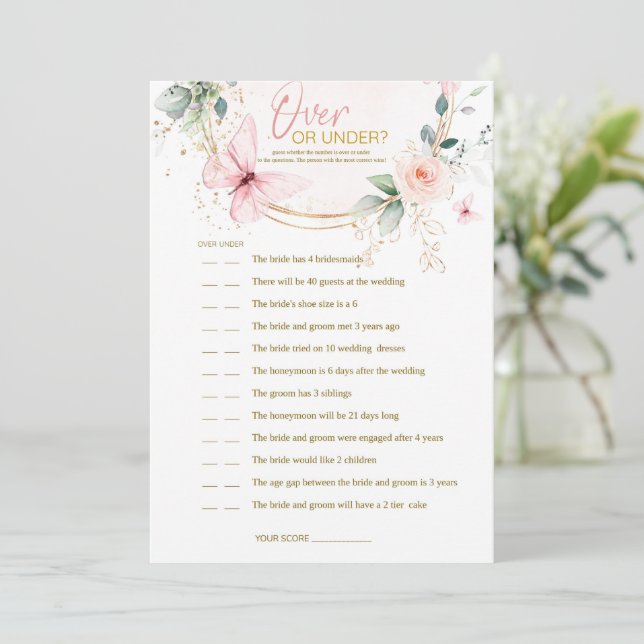 Über- oder Unterspiel Butterfly-Wildblumen Einladung (Stehend Vorderseite)