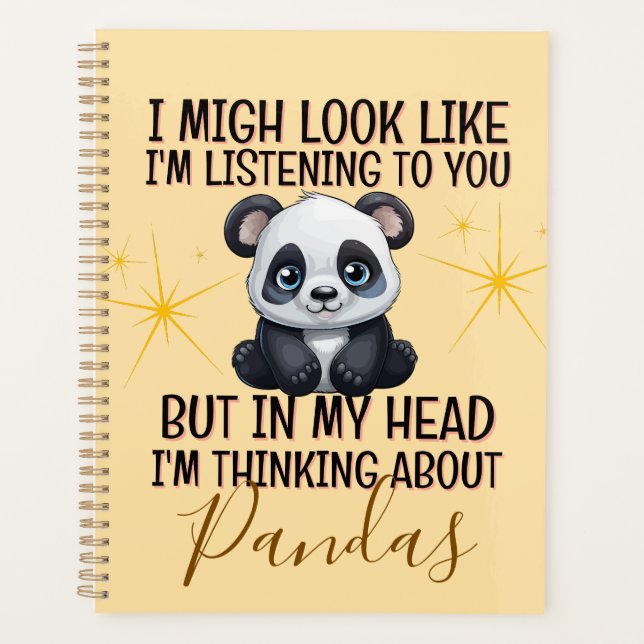 Über Pandas nachdenken - Funny Personalisiert Planer (Vorderseite)