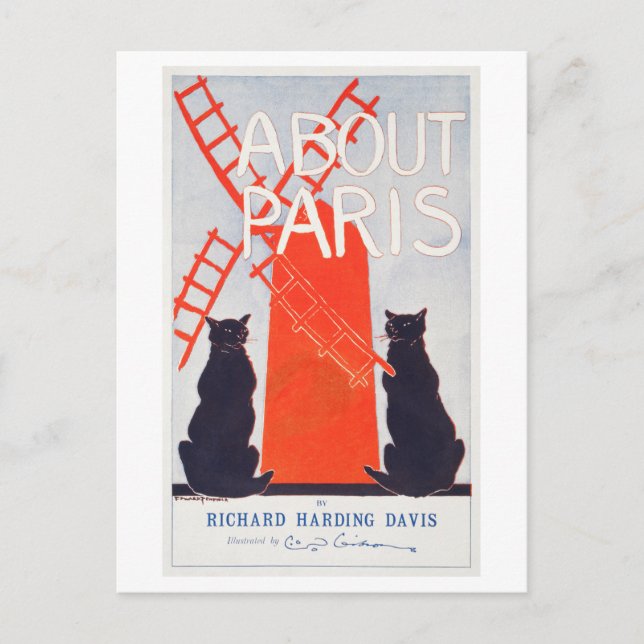 Über Paris (1895) Vintage Poster Postkarte (Vorderseite)