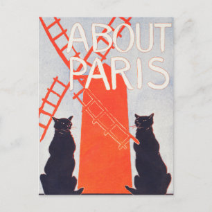 Über Paris - Edward Penfield - Vintage Cat Art Cro Postkarte