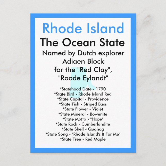 Über Rhode Island Postkarte (Vorderseite)