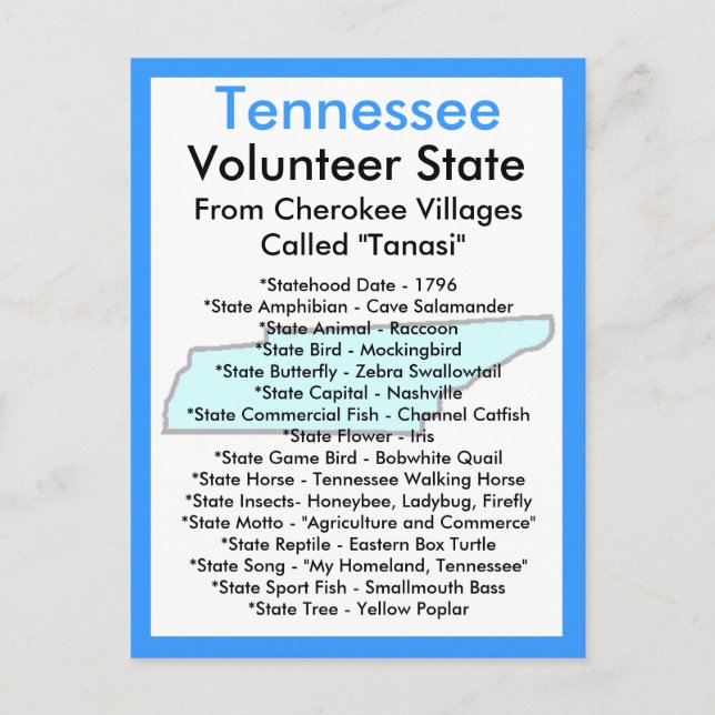 Über Tennessee Postkarte (Vorderseite)