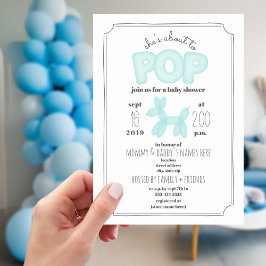 Über To Pop Blue Balloon Animal Baby Dusche Einladung