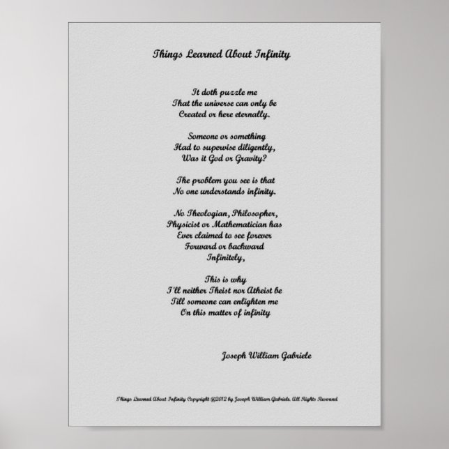 Über Unendlichkeit gelernt Poster (Vorne)