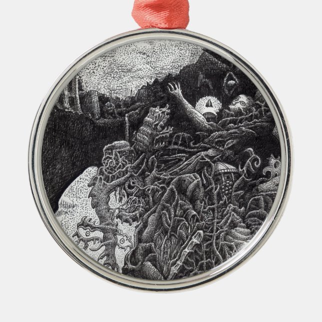 Über & unter von Brian Benson Silbernes Ornament (Vorne)