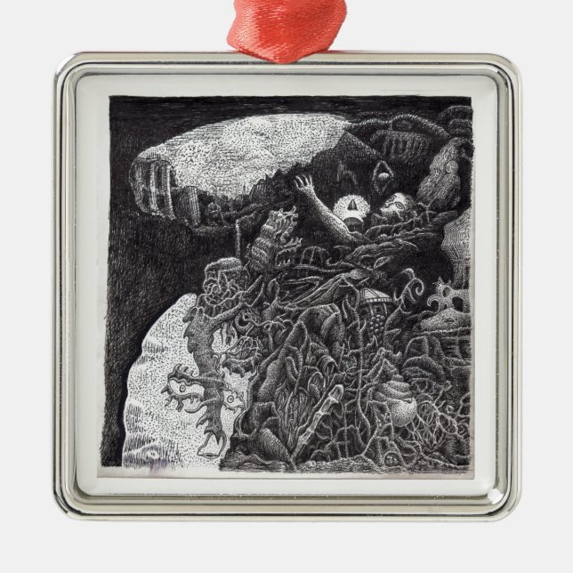 Über & unter von Brian Benson Silbernes Ornament (Vorne)