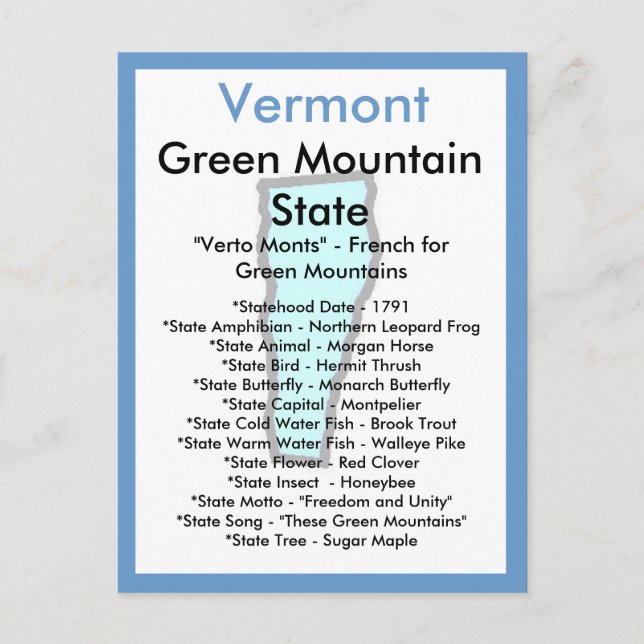 Über Vermont Postkarte (Vorderseite)