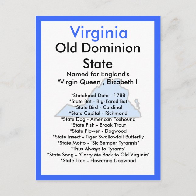 Über Virginia Postkarte (Vorderseite)