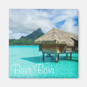 Über-Wasser Bungalow, Bora Bora Textmagnet Magnet