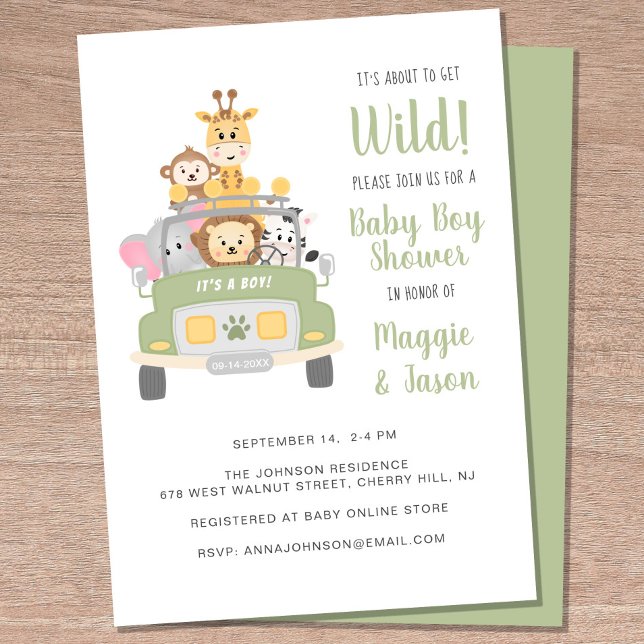 Über Wild Safari Baby Boy Couple Shower Einladung (Von Creator hochgeladen)