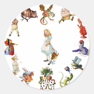 Überall Alice im Wunderland Runder Aufkleber