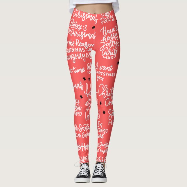 Überall bedruckte Weihnachtsleggings Leggings (Vorderseite)