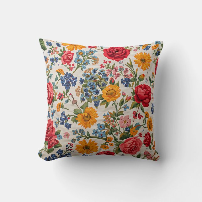 Überall Blumen, farbenfrohes Design, Kissen (Vorderseite)