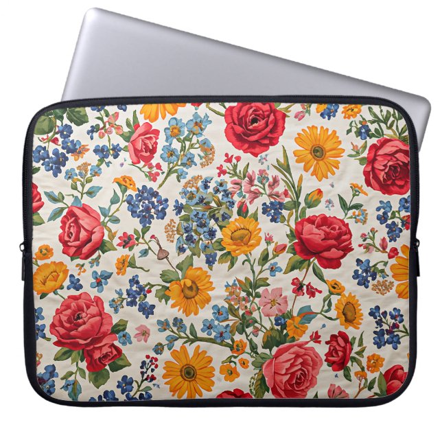 Überall Blumen, farbenfrohes Design, Laptopschutzhülle (Vorderseite)