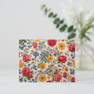 Überall Blumen, farbenfrohes Design, Postkarte